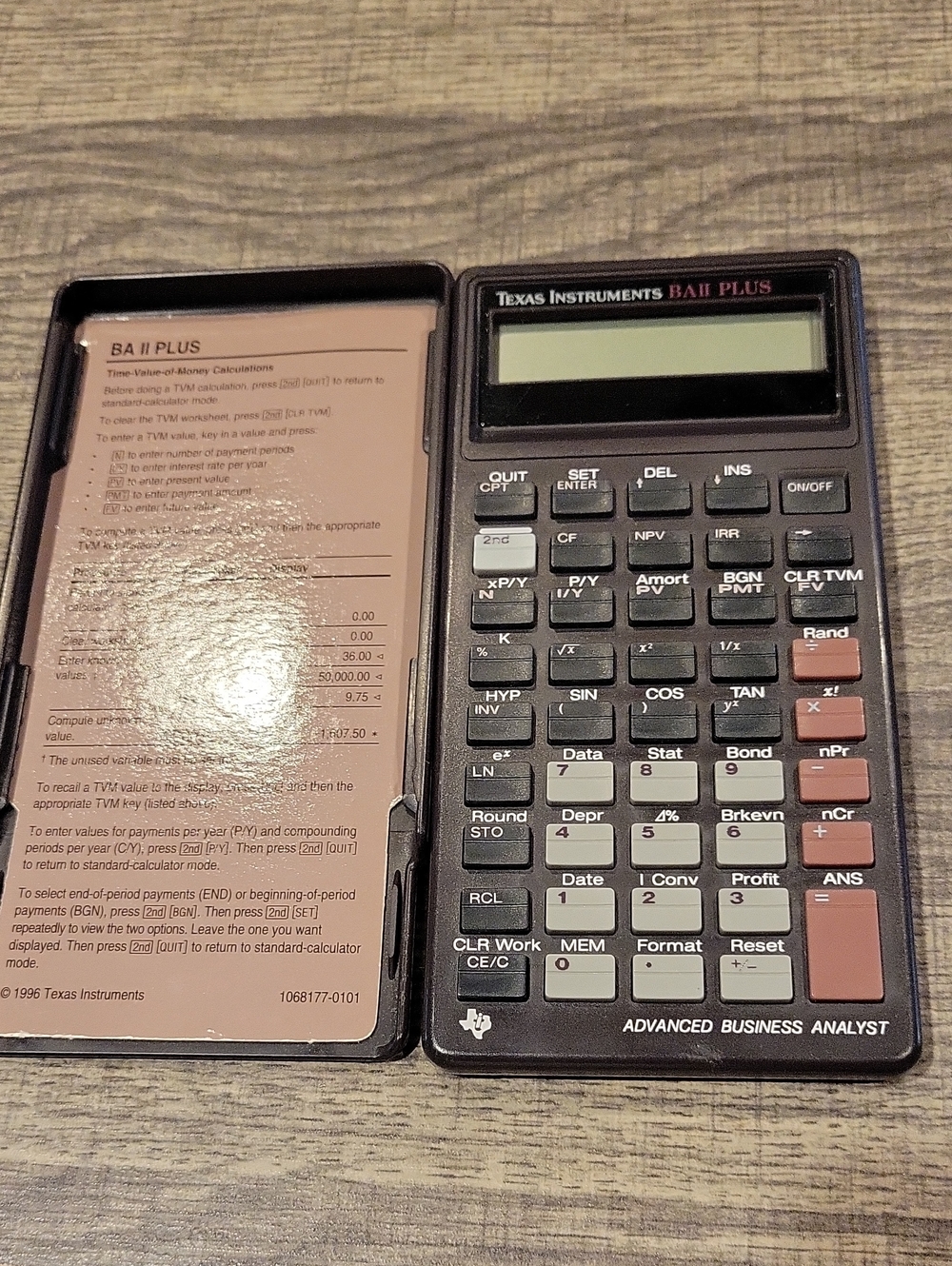 Texas Instruments 1996 BAll Plus Bus.Analyst Calculator,EUC